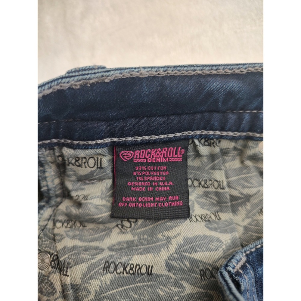 Rock & Roll Denim Women High Rise‎ Trouser Jeans Dark Wash Stretch Size 30x32 - Picture 7 of 9